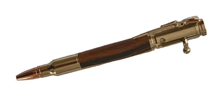 1708 Bolt Action Pen 24kt Gold. - Handcrafted pen by J&H Novelties