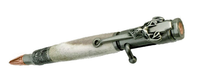 1760  Antique Pewter/ And Deer Antler.  - Handcrafted pen by J&H Novelties