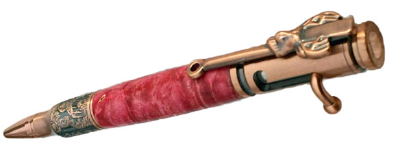 1761   Antique Copper/Red Maple Burl Deer Hunter Bolt Action Pen - Handcrafted pen by J&H Novelties