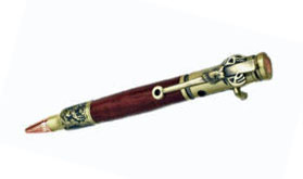1763   Antique Brass/Padauk Wood, Deer Hunter Bolt Action Pen - Handcrafted pen by J&H Novelties