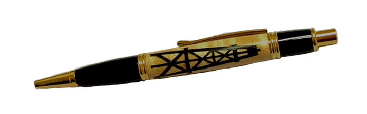 1924 Gatsby 24kt Gold, Derrick Inlay Click Pen - Handcrafted pen by J&H Novelties