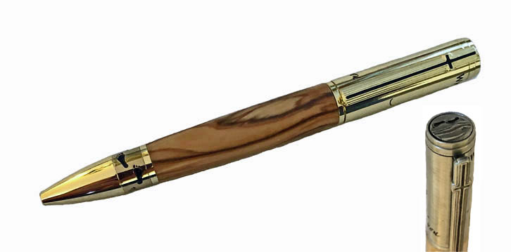 1823  Footprints in the Sand Pen in Gold. - Handcrafted pen by J&H Novelties