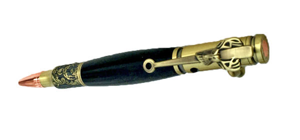 1762Antique Brass/Ebony WoodDeer Hunter Bolt Action Pen - Handcrafted pen by J&H Novelties