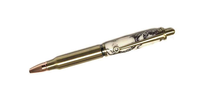 1790 30 Caliber Bullet Click Pen. - Handcrafted pen by J&H Novelties