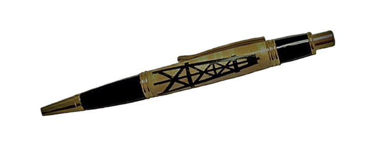 1942 Gatsby 24kt Gold DerrickLaser Cut Inlay Click Pen - Handcrafted pen by J&H Novelties