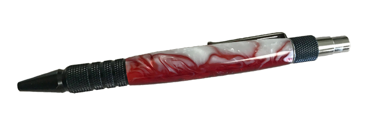 2040Black Anodized Aluminum. Shown in Fire Feathers Acrylic - Handcrafted pen by J&H Novelties