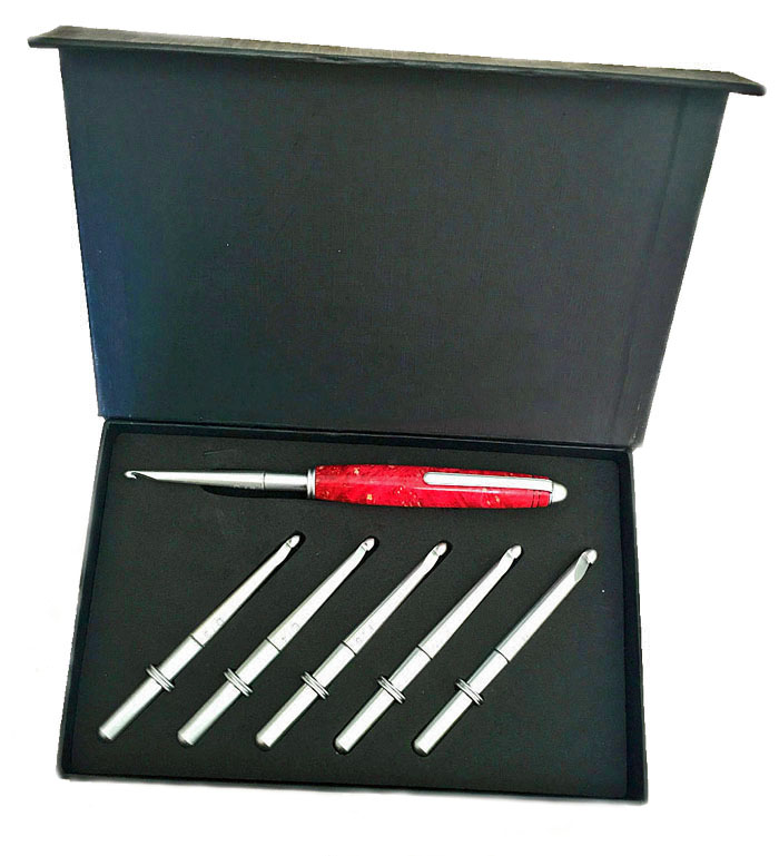 2370 Red Maple Burl Crochet hook Set - Handcrafted pen by J&H Novelties